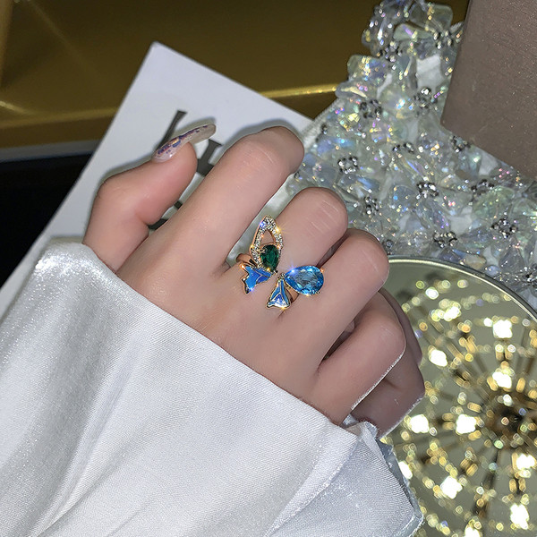 Everyday lady`s ring with decorative stones