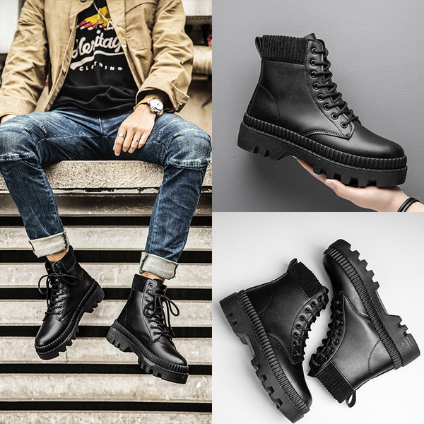 Új modell férfi bőrcsizma béléssel vagy anélkül, fekete színben