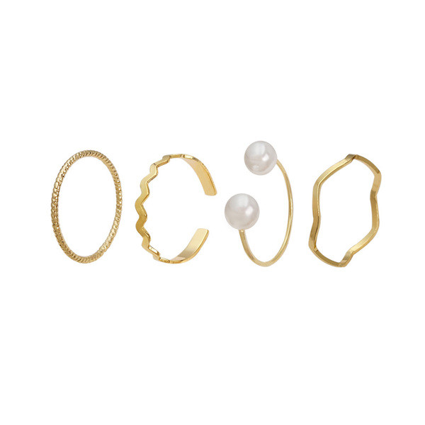 Dekoratiivpärlitega naiste sõrmuste komplekt