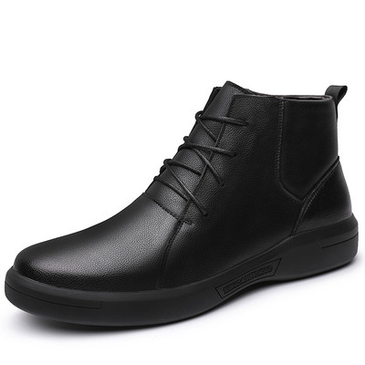 Férfi eco bőr csizma fűzővel és lapos talppal