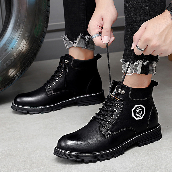 Férfi eco bőr csizma fűzővel - két modell