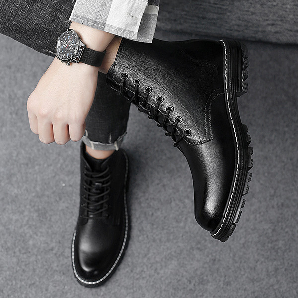 Férfi eco bőr csizma fűzővel - két modell