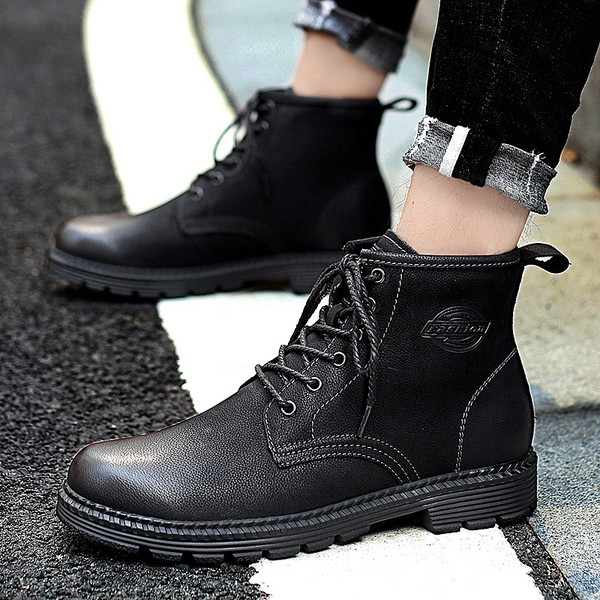 Férfi eco bőr csizma fűzővel - két modell