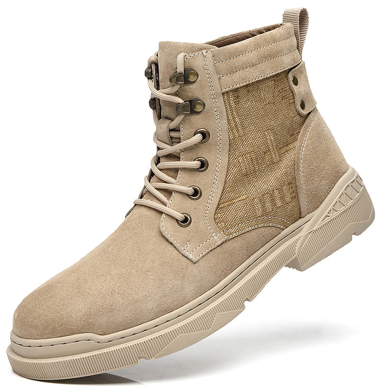 Eco velúrból készült férfi csizma lapos talppal és fűzővel