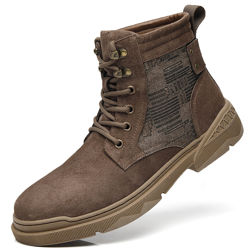 Eco velúrból készült férfi csizma lapos talppal és fűzővel