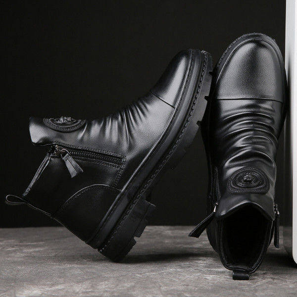 Casual čizme od eko kože sa patentnim zatvaračem za muškarce