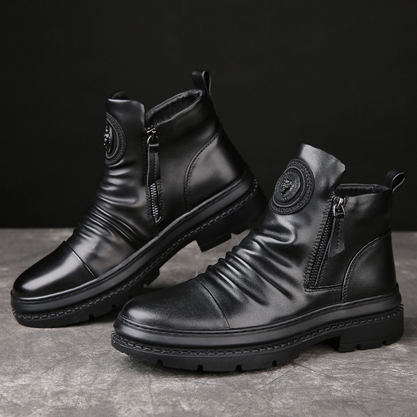 Casual čizme od eko kože sa patentnim zatvaračem za muškarce