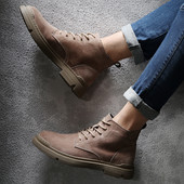 Eko velúrból készült férfi csizma lapos talppal