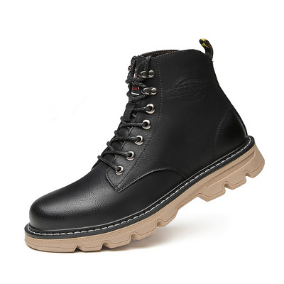 Eko bőrből készült férfi csizma új modellje lapos talppal és fűzővel