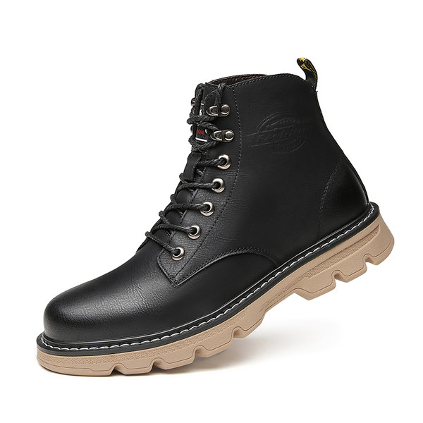 Eko bőrből készült férfi csizma új modellje lapos talppal és fűzővel