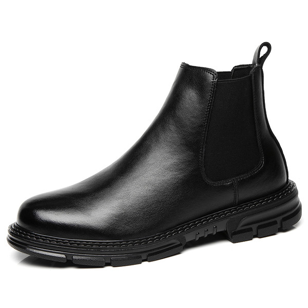 Bőr férfi csizma sima modell meleg béléssel