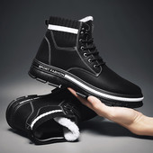 Öko bőrből és textilből készült férfi téli csizma