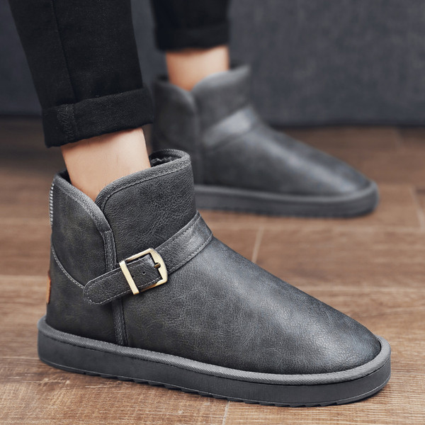 Muške čizme zaobljeni model od eko kože sa metalnom kopčom