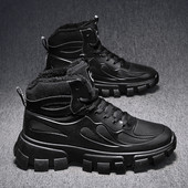 Eko bőrből és textilből készült téli csizma új modellje durva talppal