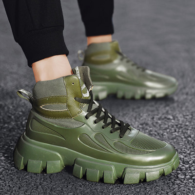 Eko bőrből és textilből készült téli csizma új modellje durva talppal