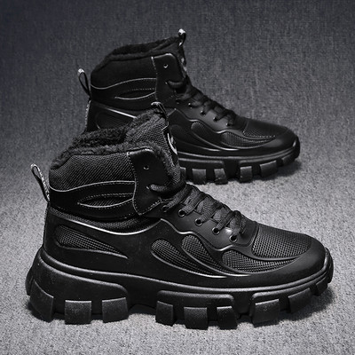 Eko bőrből és textilből készült téli csizma új modellje durva talppal