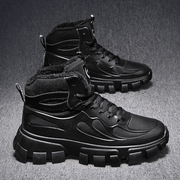 Eko bőrből és textilből készült téli csizma új modellje durva talppal