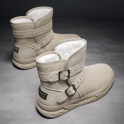 Aktuális férfi csizma öko velúrból, magas talppal és puha béléssel