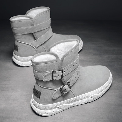 Aktuális férfi csizma öko velúrból, magas talppal és puha béléssel