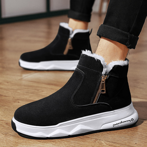 Aktuális férfi téli cipő puha béléssel és cipzárral