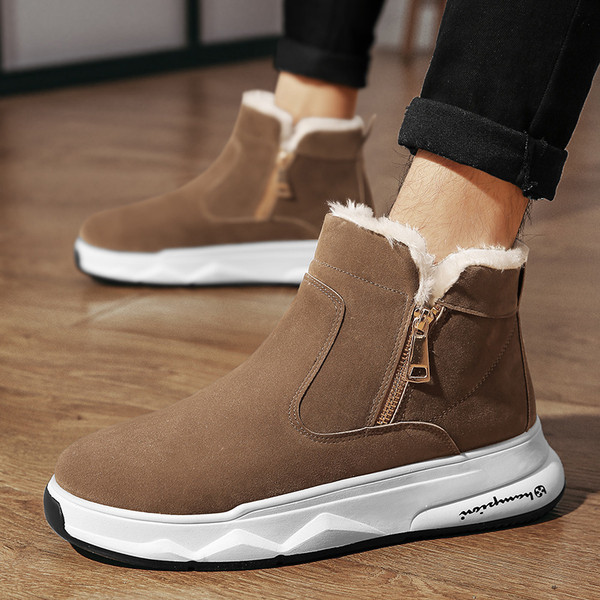 Aktuális férfi téli cipő puha béléssel és cipzárral