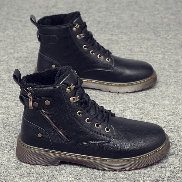 Eko bőrből készült férfi alkalmi csizma cipzárral és fűzővel