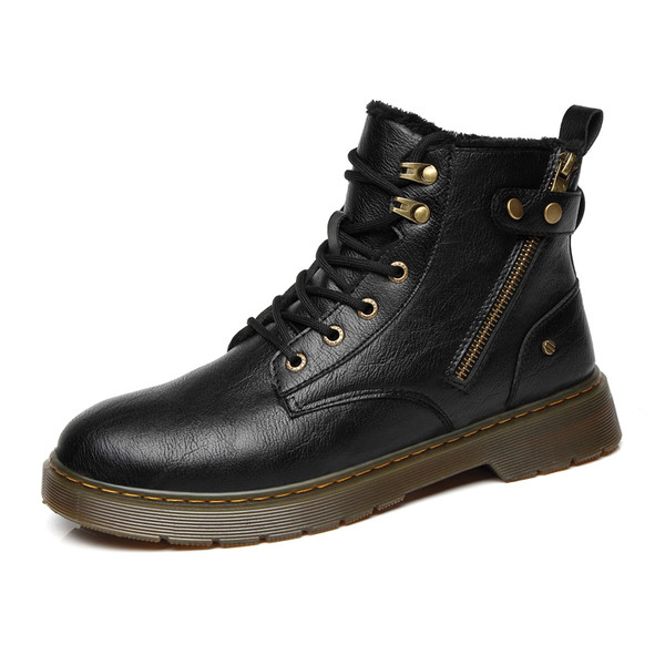 Eko bőrből készült férfi alkalmi csizma cipzárral és fűzővel