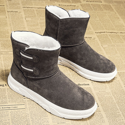 Öko velúrból készült férfi téli csizma puha béléssel és lapos talppal