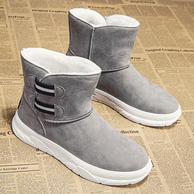 Öko velúrból készült férfi téli csizma puha béléssel és lapos talppal