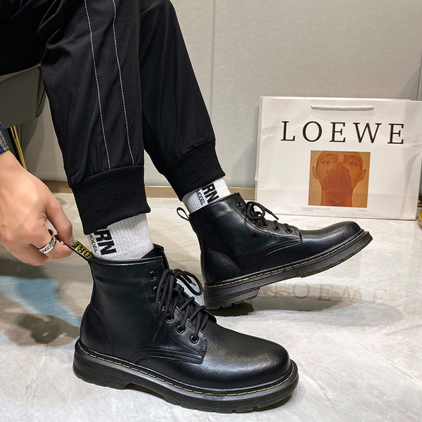 Vīriešu puszābaki no eko ādas, vienkrāsains modelis