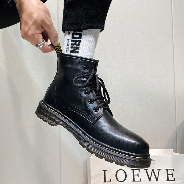 Vīriešu puszābaki no eko ādas, vienkrāsains modelis