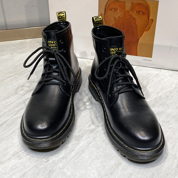 Vīriešu puszābaki no eko ādas, vienkrāsains modelis