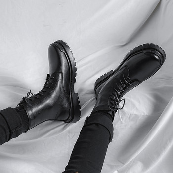 Ανδρικές  μπότες  αρβίλας με κορδόνια σε μαύρο χρώμα