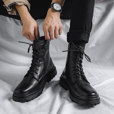 Ανδρικές  μπότες  αρβίλας με κορδόνια σε μαύρο χρώμα