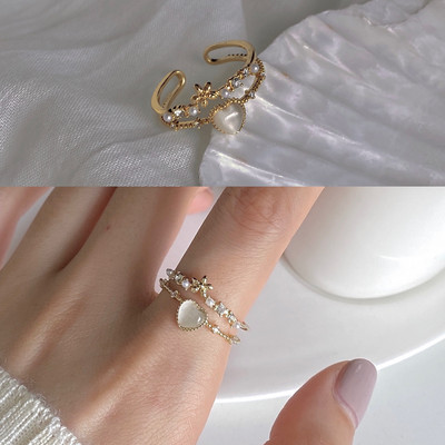 Ежедневен дамски пръстен с декоративни камъти и звезда