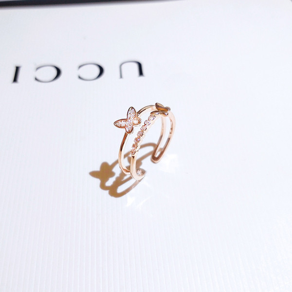 Naiste moodne liblika ja dekoratiivkividega sõrmus