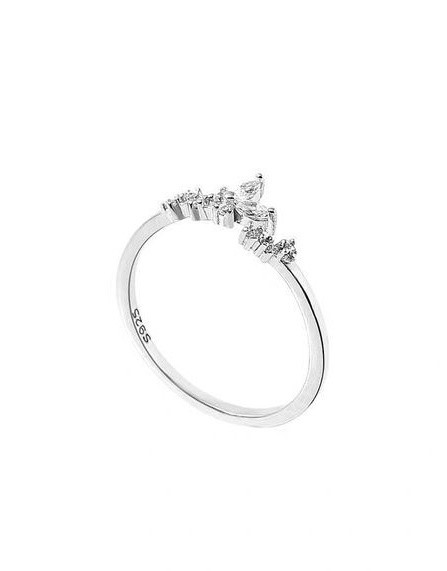 Moodne naiste sõrmus lillede ja kividega