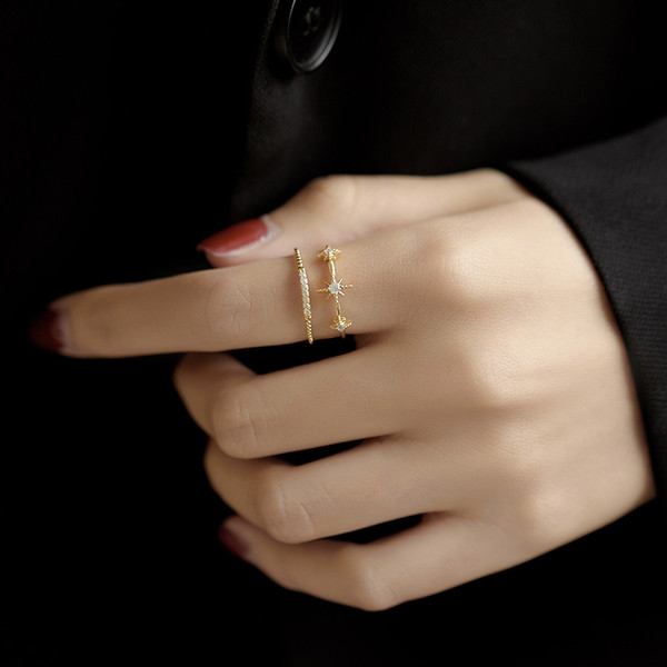 Moodne naiste sõrmuse lai kividega mudel