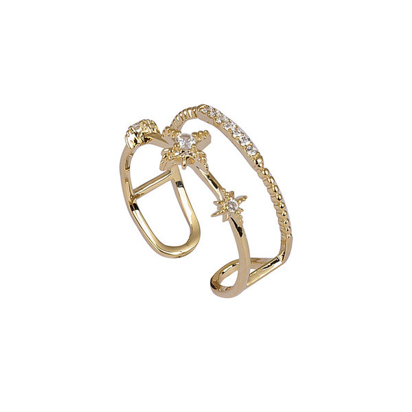 Moodne naiste sõrmuse lai kividega mudel