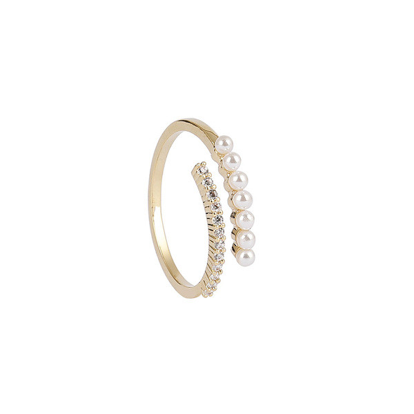 Дамски стилен пръстен тънък модел с декоративни перли