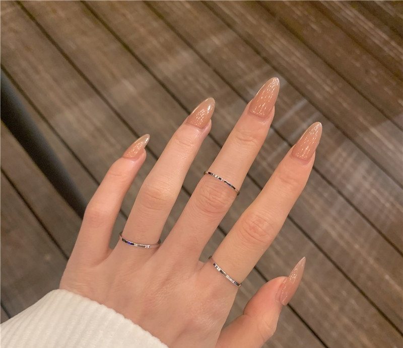 Három vékony gyűrűből álló női szett sima modell