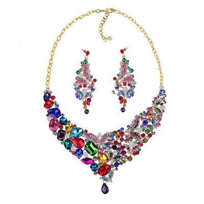Naiste kivide ja kõrvarõngastega kaelakee komplekt