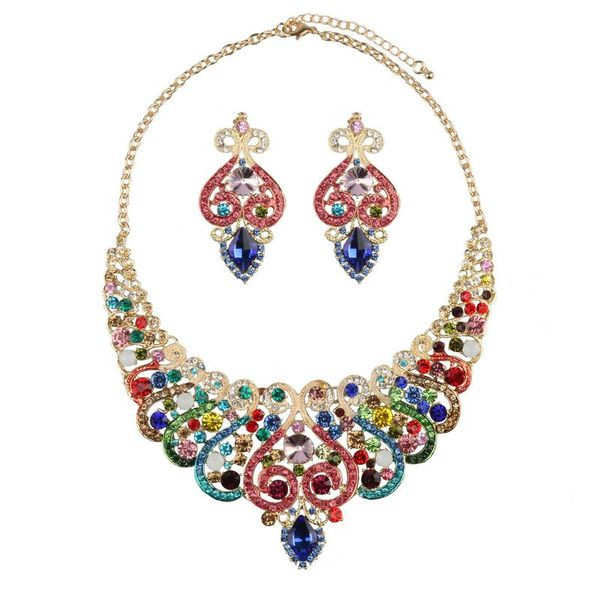 Stiilne kivikestega kaelakee ja kõrvarõngaste komplekt