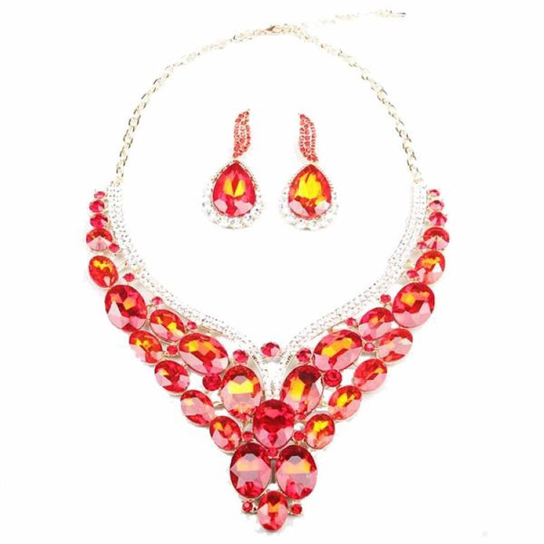 Elegantne dekoratiivkivide ja kõrvarõngastega kaelakee komplekt