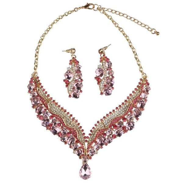 Stiilne dekoratiivkividega kõrvarõngaste ja kaelakee komplekt