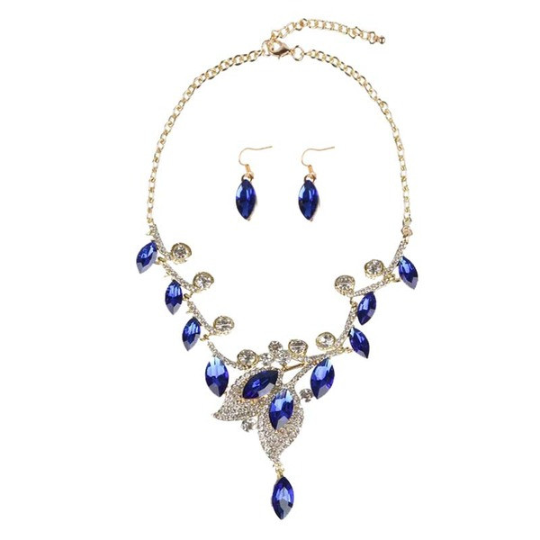 Stiilne dekoratiivkividega kaelakee ja lühikeste kõrvarõngaste komplekt