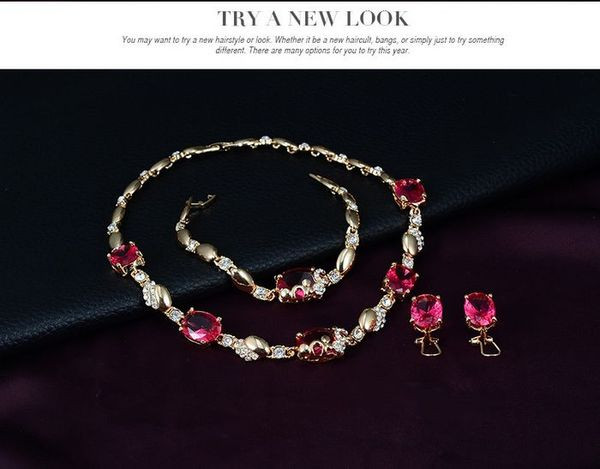 Elegantne kaelakee kõrvarõngaste komplekt, käevõru ja sõrmus