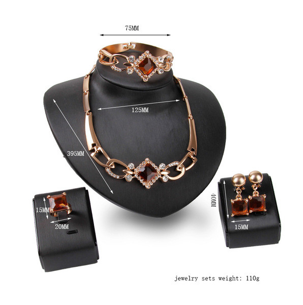 Ženski elegantni set prsten narukvica naušnice i ogrlica u dva modela