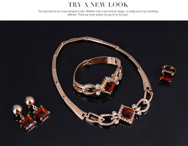 Ženski elegantni set prsten narukvica naušnice i ogrlica u dva modela