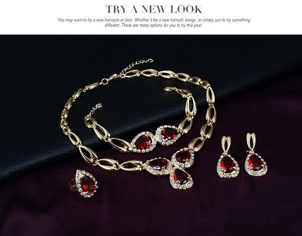 Elegantni ženski set prsten narukvica naušnice i ogrlica s kamenčićima